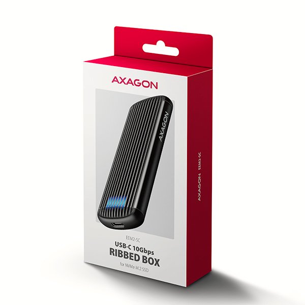 AXAGON EEM2-SC, USB-C 10Gbps externí box pro M.2 NVMe SSD, bezšroubový, žebrovaný hliník - obrázek č. 2