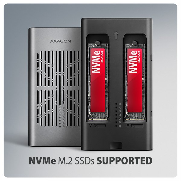 AXAGON EEM2-20GD, USB-C 20Gbps externí box pro dva M.2 NVMe SSD s funkcí klonování - obrázek č. 5