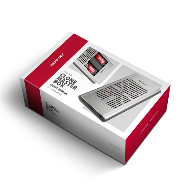 AXAGON EEM2-20GD, USB-C 20Gbps externí box pro dva M.2 NVMe SSD s funkcí klonování - obrázek č. 3