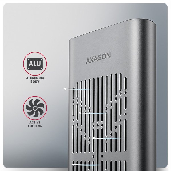 AXAGON EEM2-20GD, USB-C 20Gbps externí box pro dva M.2 NVMe SSD s funkcí klonování - obrázek č. 9