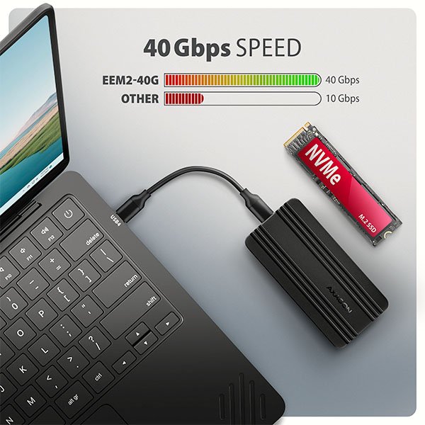 AXAGON EEM2-40G, USB-C 40Gbps externí box pro M.2 NVMe SSD, zesílený hliník - obrázek č. 7