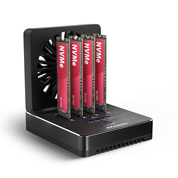 AXAGON ADSA-M2C44, USB4 dokovací stanice pro 4× M.2 NVMe SSD s funkcí klonování - obrázek produktu
