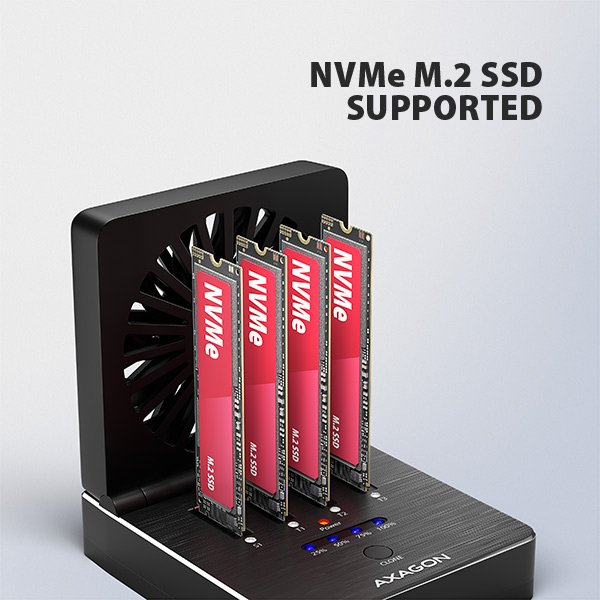 AXAGON ADSA-M2C44, USB4 dokovací stanice pro 4× M.2 NVMe SSD s funkcí klonování - obrázek č. 8