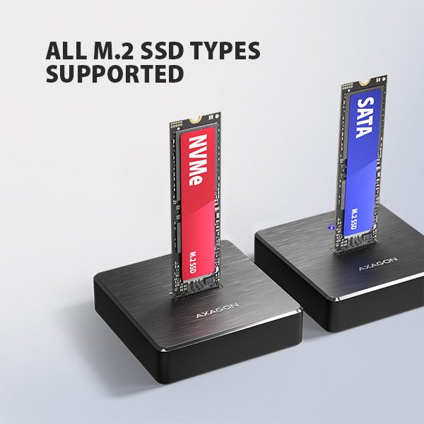AXAGON ADSA-M2C11, USB-C 10Gbps dokovací stanice pro 1× M.2 NVMe / SATA SSD - obrázek č. 3