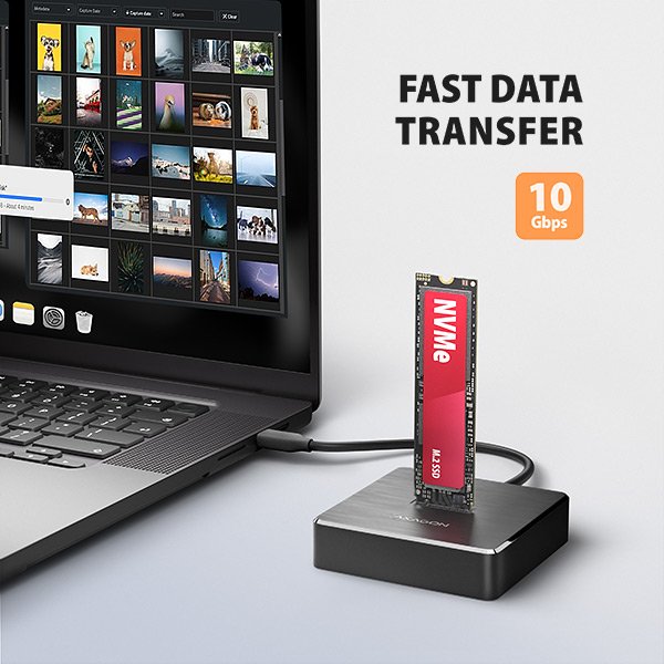 AXAGON ADSA-M2C11, USB-C 10Gbps dokovací stanice pro 1× M.2 NVMe / SATA SSD - obrázek č. 4