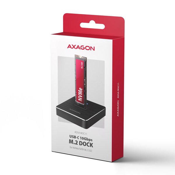 AXAGON ADSA-M2C11, USB-C 10Gbps dokovací stanice pro 1× M.2 NVMe / SATA SSD - obrázek č. 9