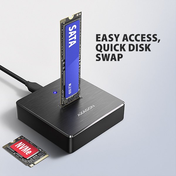 AXAGON ADSA-M2C11, USB-C 10Gbps dokovací stanice pro 1× M.2 NVMe / SATA SSD - obrázek č. 5
