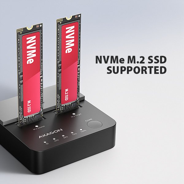 AXAGON ADSA-M2C22L, USB-C 20Gbps dokovací stanice pro 2× M.2 NVMe SSD s funkcí klonování - obrázek č. 6