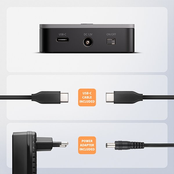 AXAGON ADSA-M2C22L, USB-C 20Gbps dokovací stanice pro 2× M.2 NVMe SSD s funkcí klonování - obrázek č. 12