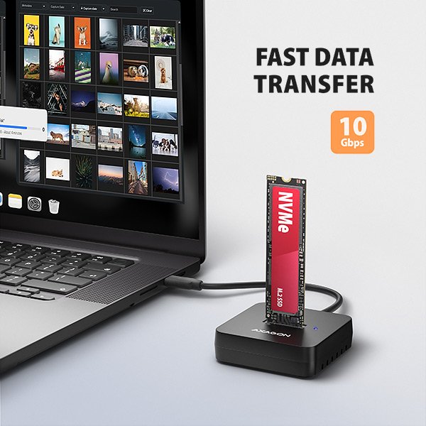 AXAGON ADSA-M2C11L, USB-C 10Gbps dokovací stanice pro 1× M.2 NVMe SSD - obrázek č. 4