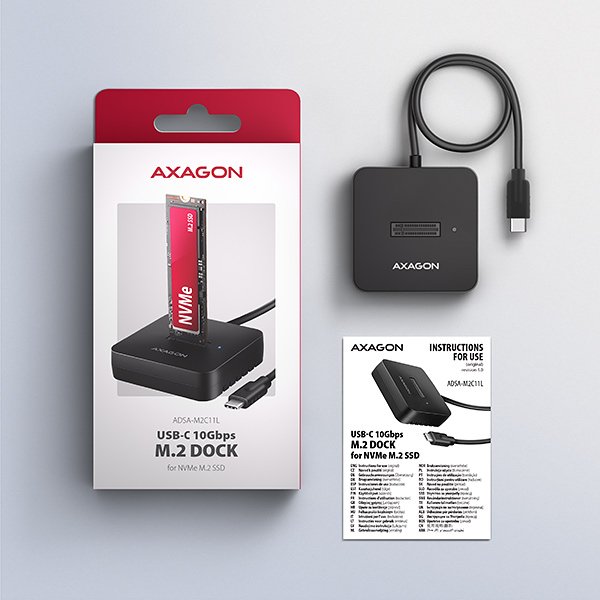 AXAGON ADSA-M2C11L, USB-C 10Gbps dokovací stanice pro 1× M.2 NVMe SSD - obrázek č. 7
