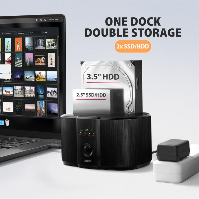 AXAGON ADSA-SC, USB-C 5Gbps dokovací stanice pro 2x SATA 6G 2.5" / 3.5" SSD / HDD s funkcí klonování - obrázek č. 7