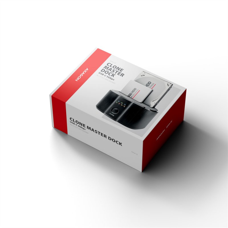 AXAGON ADSA-SC, USB-C 5Gbps dokovací stanice pro 2x SATA 6G 2.5" / 3.5" SSD / HDD s funkcí klonování - obrázek č. 2