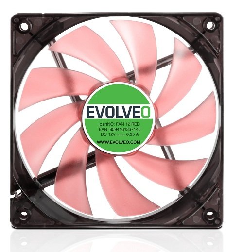 EVOLVEO 12L1RD ventilátor 120mm, 4 LED červený, 3pin - obrázek produktu
