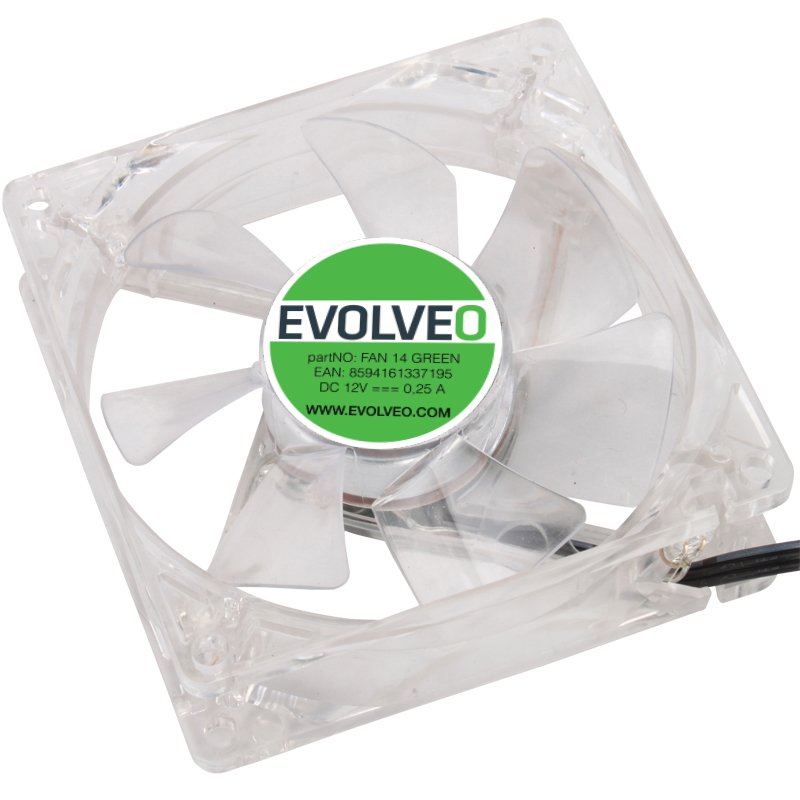 EVOLVEO ventilátor 140mm, LED zelený - obrázek č. 1