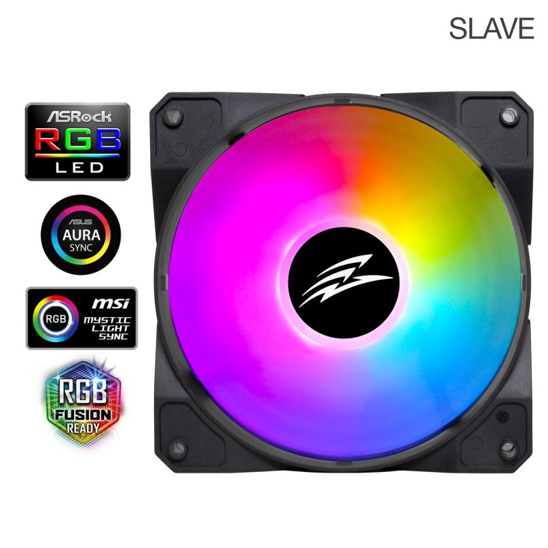 EVOLVEO 12FSB, ventilátor, 120mm, 4pin molex, ARGB, slave, černý - obrázek produktu