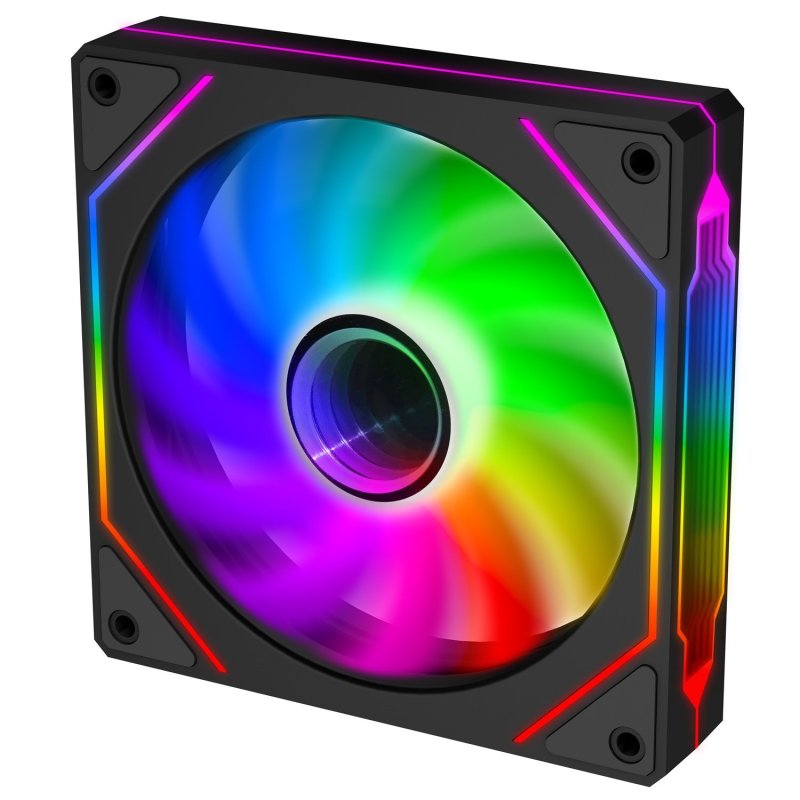 EVOLVEO 120UX, ventilátor, 120mm, 4pin PWM, ARGB, černý - obrázek produktu