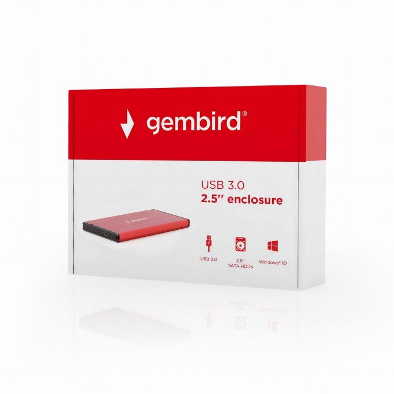 GEMBIRD externí box na 2.5` HDD, USB 3.0, červený - obrázek č. 4