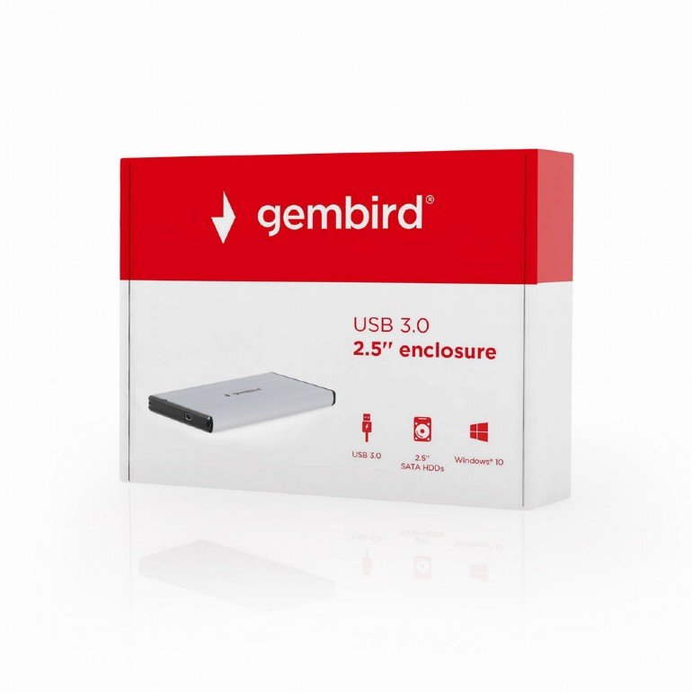 GEMBIRD externí box na 2.5` HDD, USB 3.0, stříbrný - obrázek produktu