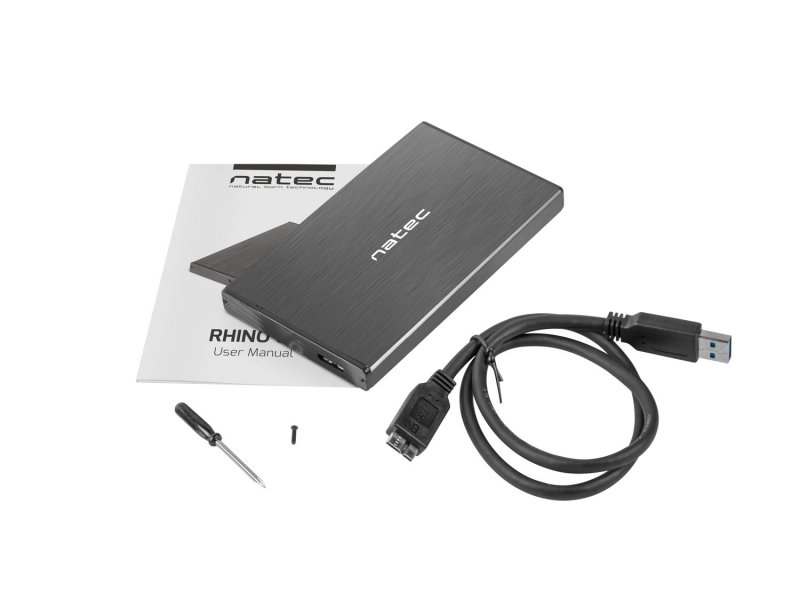Externí box pro HDD 2,5" USB 3.0 Natec Rhino Go, černý, hliníkové tělo - obrázek č. 1