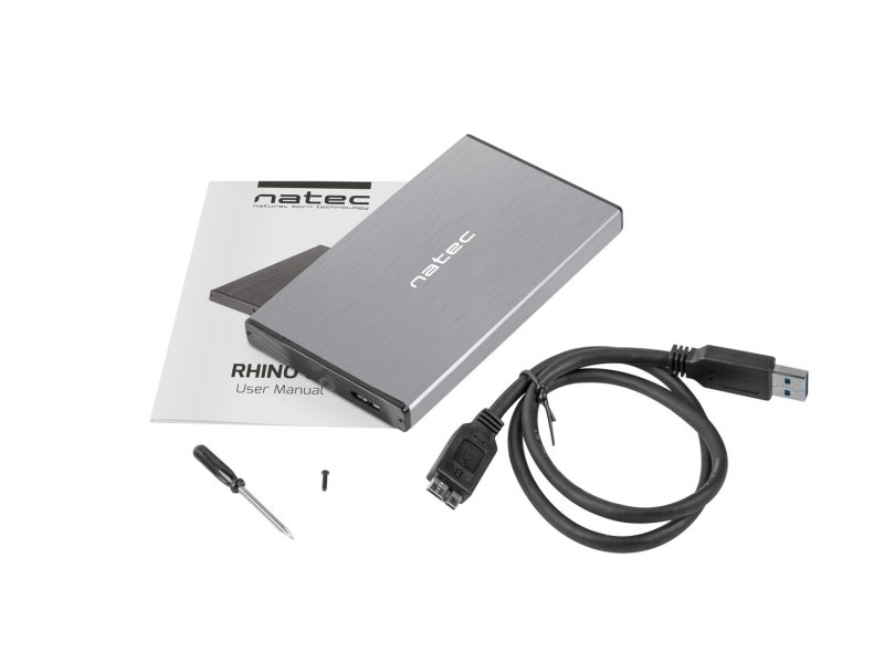 Externí box pro HDD 2,5" USB 3.0 Natec Rhino Go, šedý, hliníkové tělo - obrázek č. 5