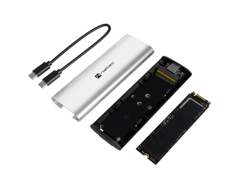 Externí box pro SSD Natec RHINO M.2 NVME LITE USB-C 3.2 GEN 2, hliníkové tělo, ARCTIC SILVER - obrázek č. 6