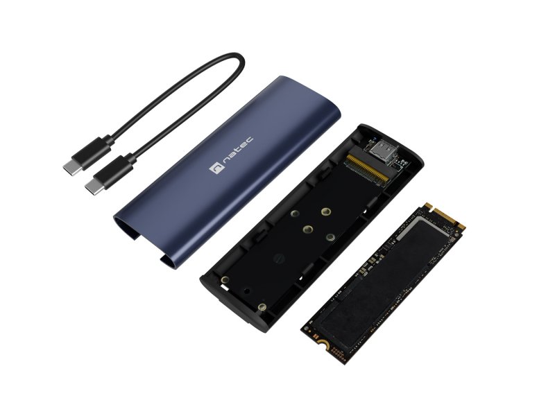 Externí box pro SSD Natec RHINO M.2 NVME LITE USB-C 3.2 GEN 2, hliníkové tělo, STEEL NAVY - obrázek č. 8