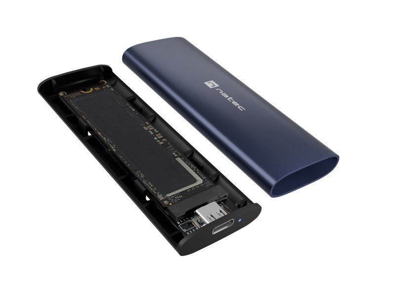 Externí box pro SSD Natec RHINO M.2 NVME LITE USB-C 3.2 GEN 2, hliníkové tělo, STEEL NAVY - obrázek č. 2