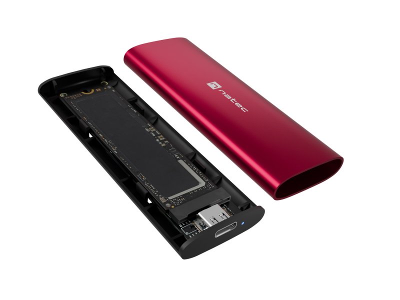 Externí box pro SSD Natec RHINO M.2 NVME LITE USB-C 3.2 GEN 2, hliníkové tělo, RUBY RED - obrázek č. 9