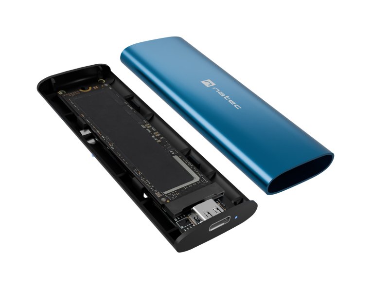 Externí box pro SSD Natec RHINO M.2 NVME LITE USB-C 3.2 GEN 2, hliníkové tělo, HORIZON BLUE - obrázek č. 9