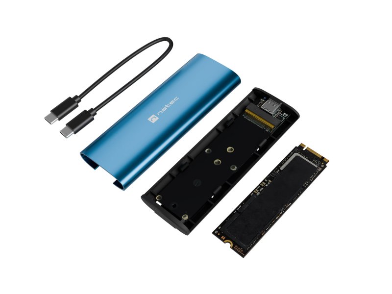 Externí box pro SSD Natec RHINO M.2 NVME LITE USB-C 3.2 GEN 2, hliníkové tělo, HORIZON BLUE - obrázek č. 6