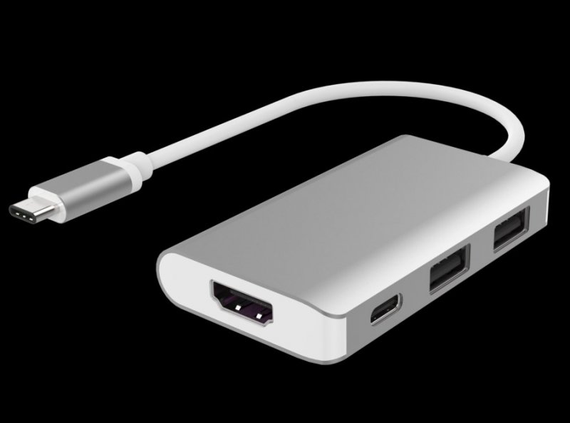 PremiumCord Převodník USB3.1 typ C na HDMI + 2xUSB3.0 + PD charge, Aluminium pouzdro - obrázek produktu