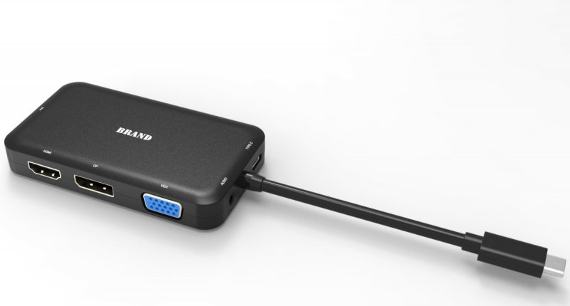 PremiumCord Převodník USB3.1 typ C na HDMI + DVI + VGA + DisplayPort + PD charge + 3,5mm Audio - obrázek č. 1