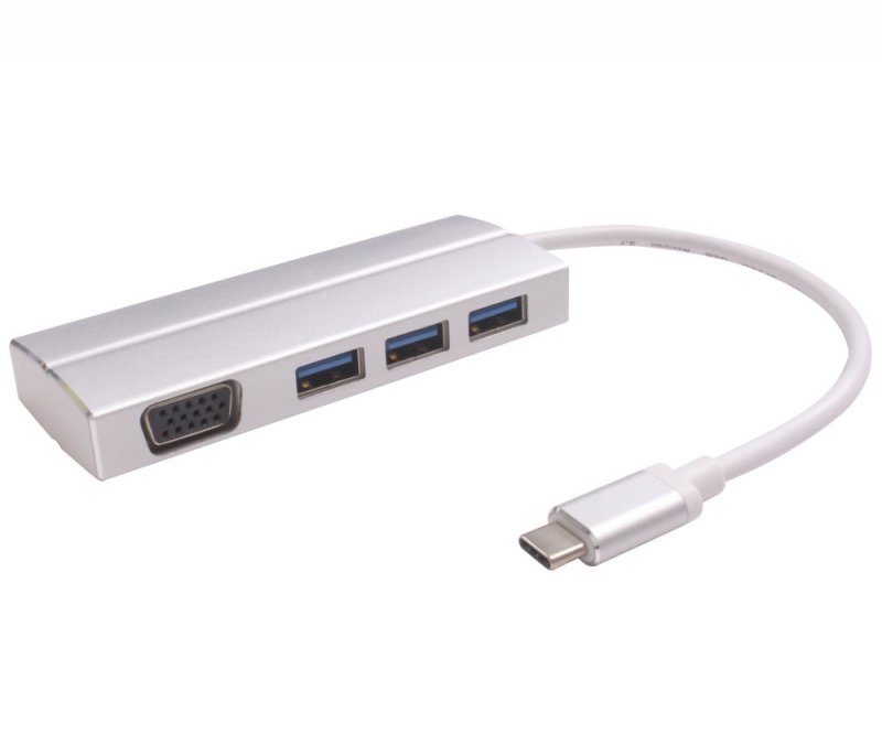PremiumCord Adaptér USB-C - VGA/ F + 3x USB2.0 - obrázek produktu