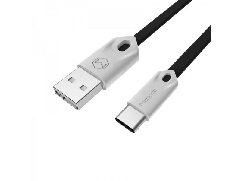 Odolný a plochý kabel GORGEOUS – Type-C (25 cm, černá + bílá) - obrázek produktu