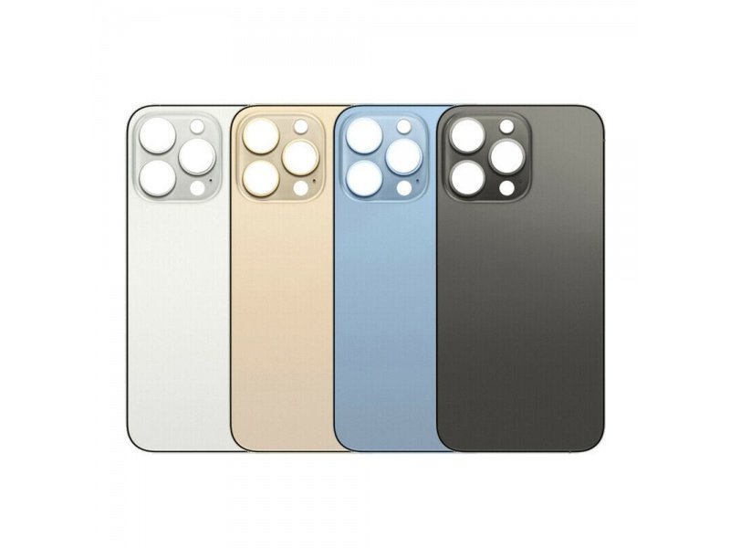 Sklo zadního krytu s větším otvorem na kameru pro Apple iPhone 13 Pro stříbrná - obrázek produktu