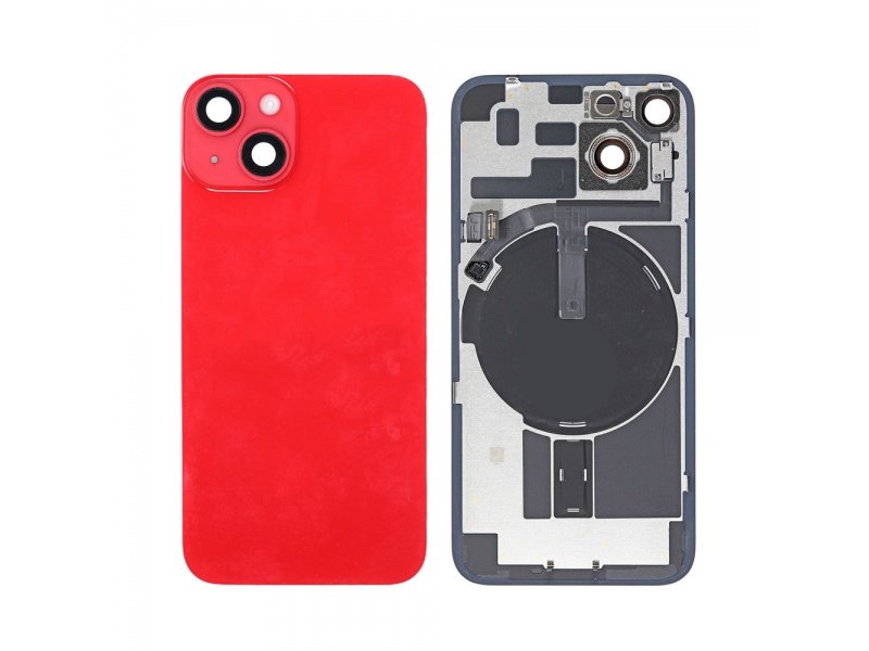 Sklo zadního krytu osazené s magnetem pro Apple iPhone 14 RED - obrázek produktu