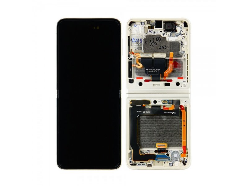 LCD displej + rámeček pro Samsung Galaxy Z Flip 3 5G F711 cream bez kamery (Service Pack) (GH82-27243B) - obrázek produktu