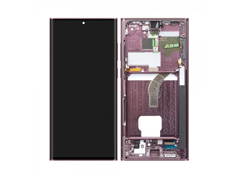 LCD displej + rámeček pro Samsung Galaxy S22 Ultra S908 Burgundy (Service Pack) (GH82-27488B) - obrázek produktu