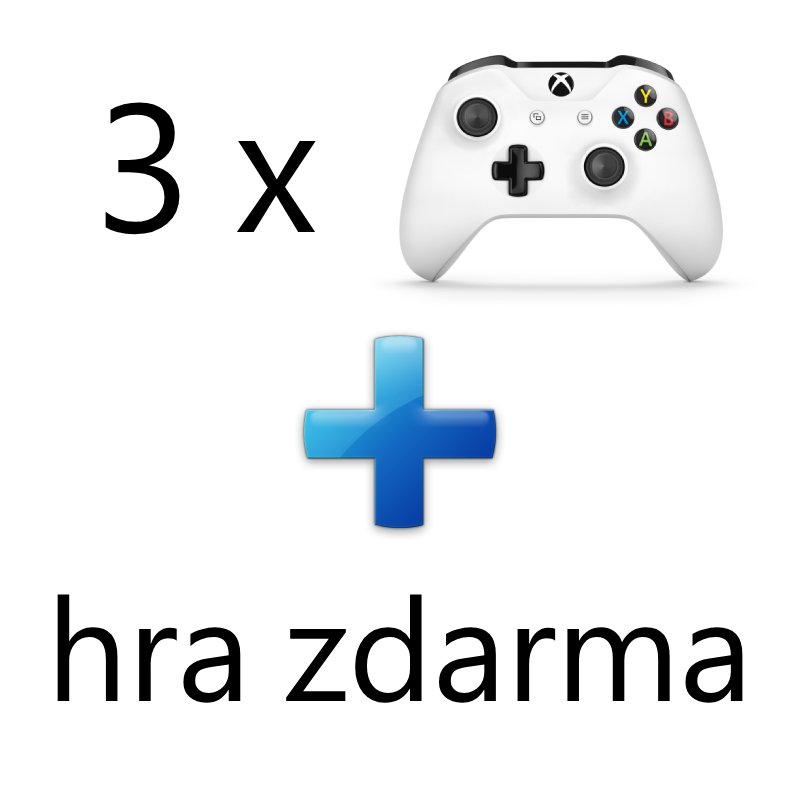 AKCE: 3 x XBOX ONE - Bezdrátový ovladač Xbox One, bílý + 1 hra ZDARMA - obrázek produktu