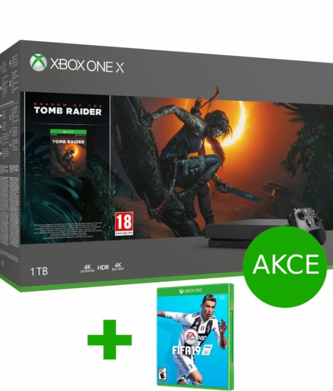 AKCE: XBOX ONE X 1 TB + Shadow of Tomb Raider + FIFA 19 + GOW4 ZDARMA - obrázek produktu