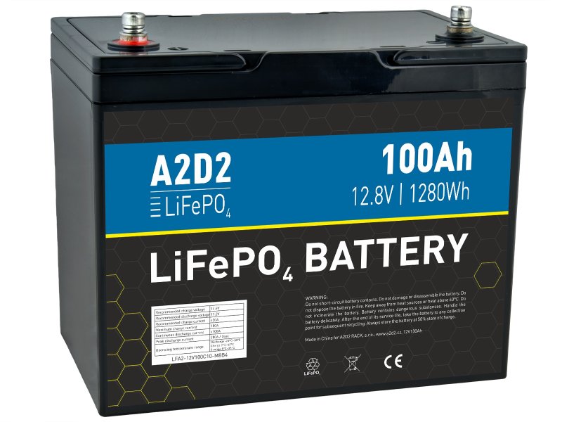 A2D2 baterie LiFePO4 12,8V 100Ah M8 (NewCell cells) - obrázek produktu