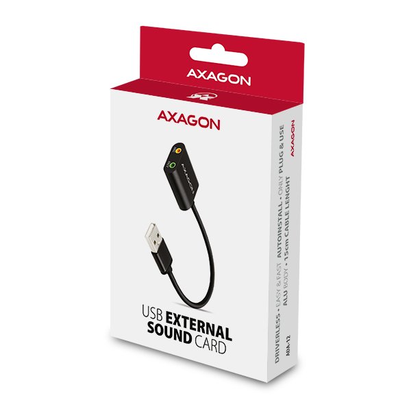 AXAGON ADA-12, USB 2.0 - externí zvuková karta, 48kHz/ 16-bit stereo, kovová, kabel USB-A 15 cm - obrázek č. 5