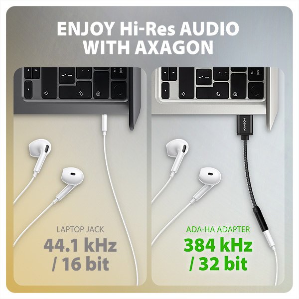 AXAGON ADA-HA, USB-A na 3.5mm jack Hi-Res DAC audio adaptér, 384kHz / 32bit, stereo - obrázek č. 4