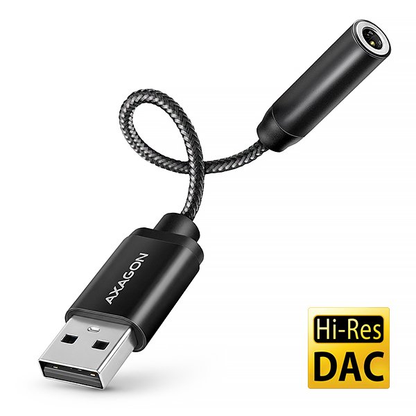 AXAGON ADA-HA, USB-A na 3.5mm jack Hi-Res DAC audio adaptér, 384kHz / 32bit, stereo - obrázek produktu
