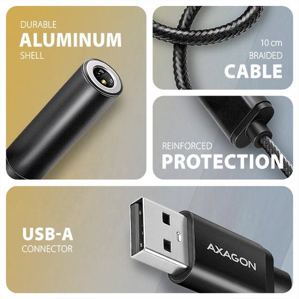 AXAGON ADA-HA, USB-A na 3.5mm jack Hi-Res DAC audio adaptér, 384kHz / 32bit, stereo - obrázek č. 2