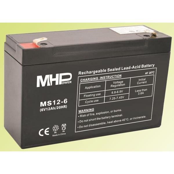 Pb akumulátor MHPower VRLA AGM 6V/ 12Ah (MS12-6) - obrázek produktu