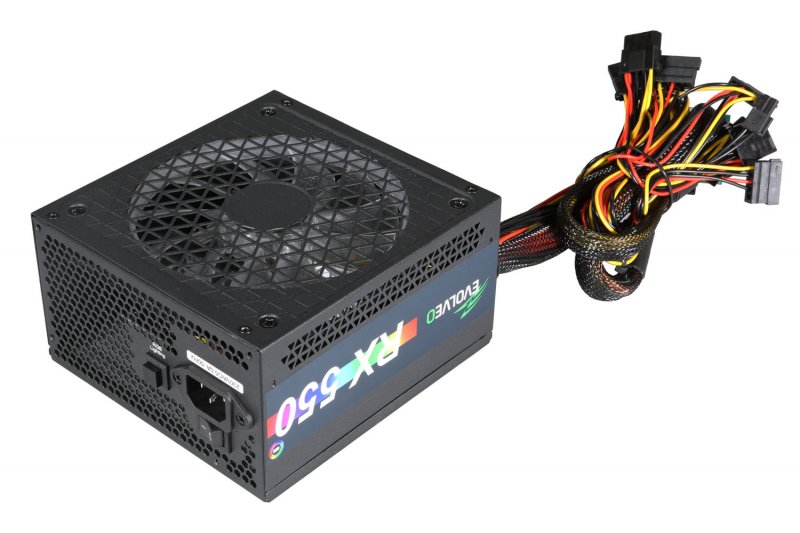 EVOLVEO RX 550, zdroj 550W ATX, RGB rainbow vent. 14cm, tichý, 80+, bulk - obrázek produktu