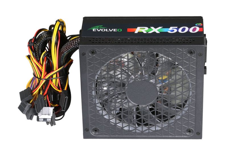EVOLVEO RX 500, zdroj 500W ATX, RGB rainbow vent. 14cm, tichý, 80+, bulk - obrázek č. 3