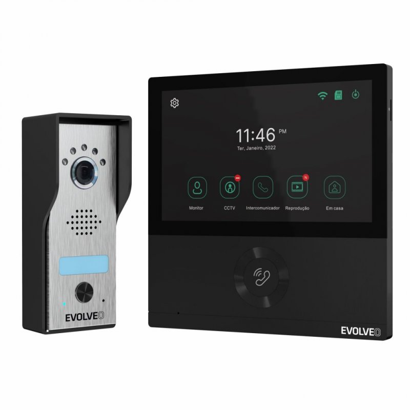 EVOLVEO DoorPhone AHD7, Sada domácího WiFi videotelefonu s ovládáním brány nebo dveří, černý monitor - obrázek produktu